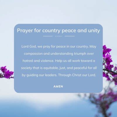 Prayer for Country Peace and Unity