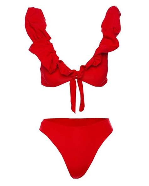 Maygel Coronel Synthetic Cressa Ruffled Bikini Set In Red Lyst