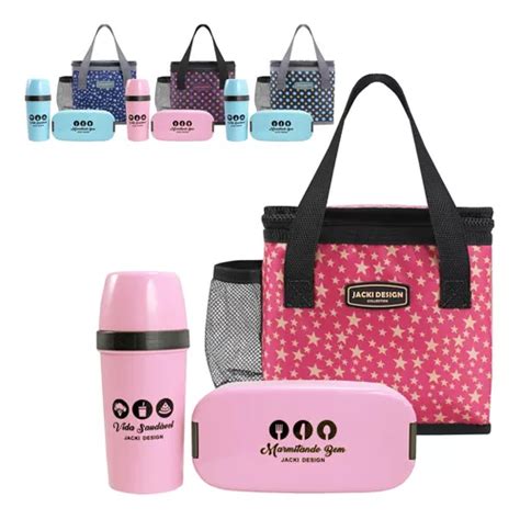 Kit P S Bolsa T Rmica Feminino Lanche Marmita Garrafa Mercadolivre