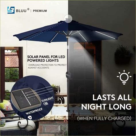 Blue Patio Umbrella With Solar Lights Patios Home Design Ideas