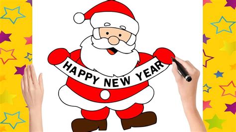 How To Draw Santa Step By Step Easy For Beginners Happy New Year