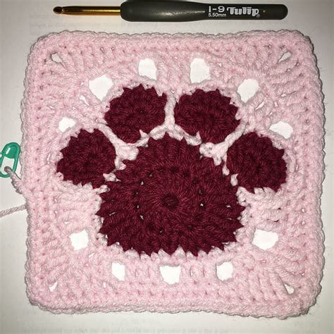 Paw Print Square Motif Free Crochet Pattern Artofit