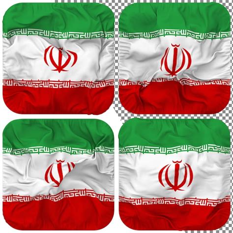 Premium PSD Iran Flag Squire Shape Isolated Different Waving Style