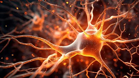 Neuron Cells With Glowing Link Knots Red Neurons In Brain Generative