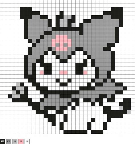 Kuromi Pixel Art En Dibujitos Sencillos Lindos Dibujos Faciles