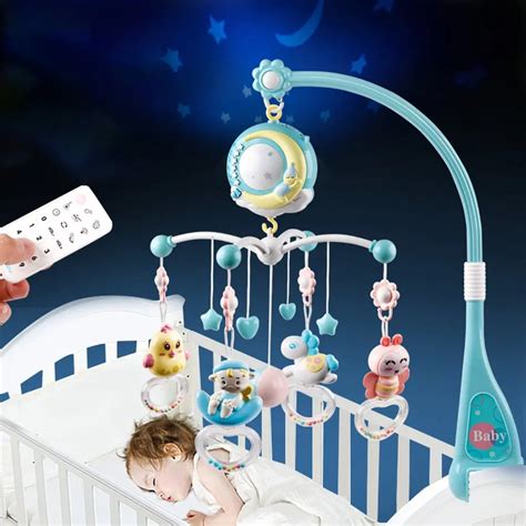 Baby Rattles Crib Mobiles Toy Holder Rotating Mobile Bed Bell Musical