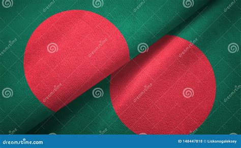 Bangladesh Two Flags Textile Cloth Fabric Texture Stock Illustration