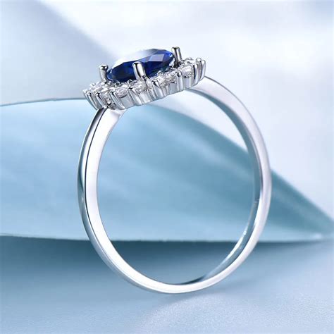 Umcho Luxury Azul Zafiro Princesa Diiana Anillos Para Mujeres Genuino