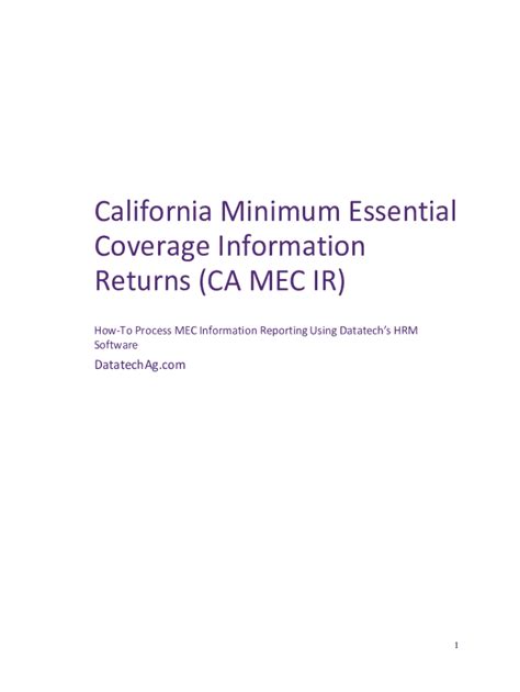 Fillable Online California Minimum Essential Coverage Information