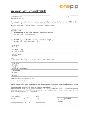 Fillable Online Cdn Onepip Standing Instruction Cdn Onepip Net