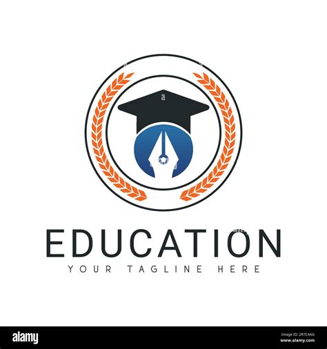 Education Logo Design Global Academy Graduation Hat Logotype Stock