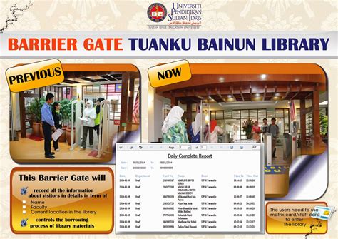beritaatpustaka barrier gate perpustakaan tuanku bainun  info