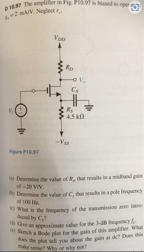 Solved D The Amplifier In Fig P Is Biased To Chegg