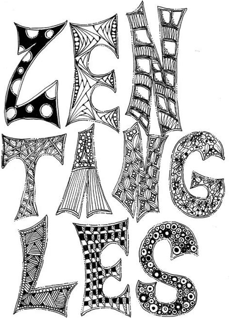 Zen Tang Les Zentangle Drawings Doodle Art Letters Doodle Drawings