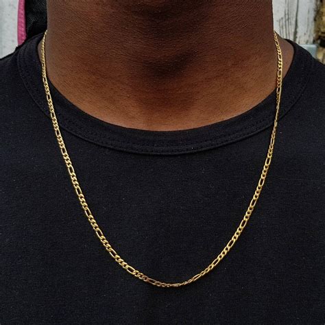 3mm 18k Gold Plated Figaro Chain Necklace Chains For Etsy Uk