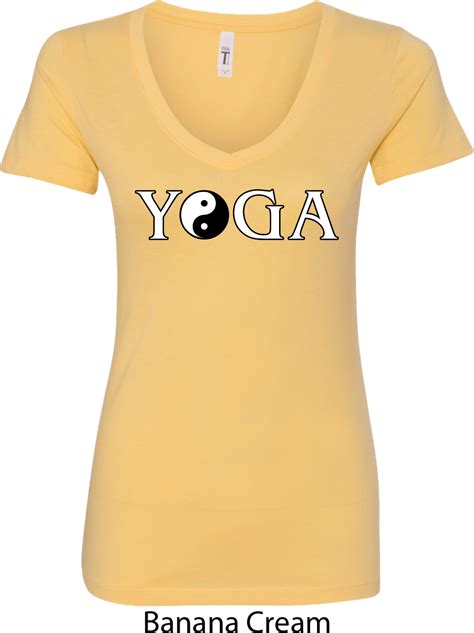 Yin Yang Yoga Text Ladies V Neck Yin Yang Yoga Text Ladies Shirts