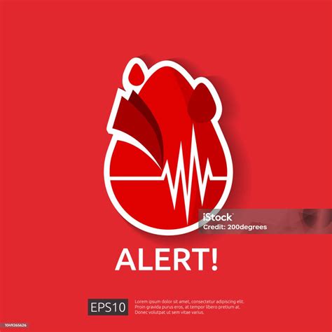 Ilustración De Símbolo De Alerta De Peligro Ataque Al Corazón Latido Cardíaco O Pulso Beat Icono