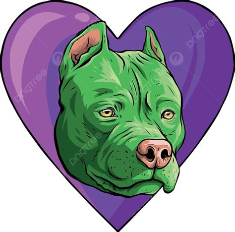 Pitbull Head Dog In Heart Vector Illustration Logo Funny Smile Vector