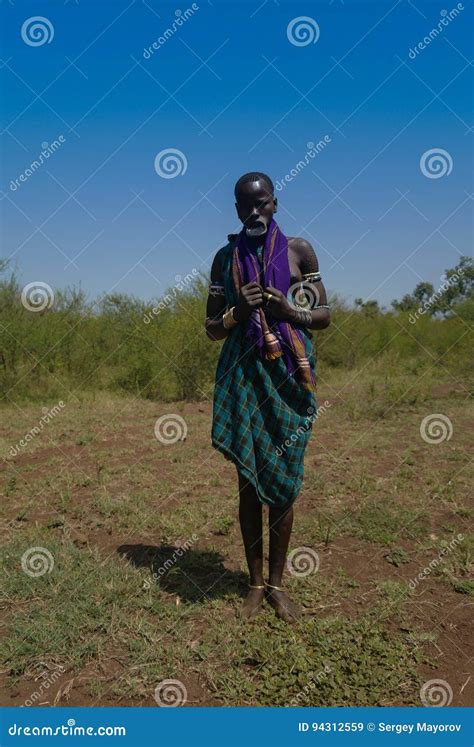 Mursi Tribe Woman 05 October 2012 Omo Valley Ethiopia Editorial