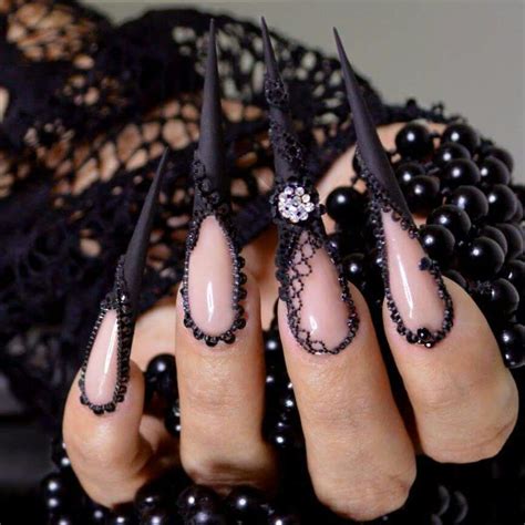 Insane Gothic Nails Stiletto Nails Designs Goth Nails