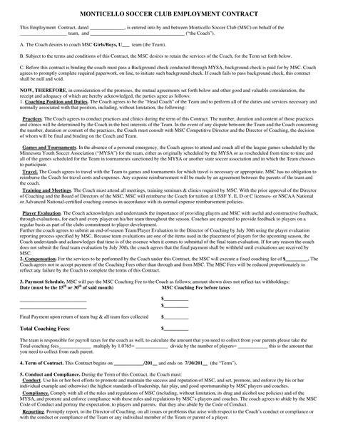 Sports Coach Contract - 12+ Examples, Format, Pdf