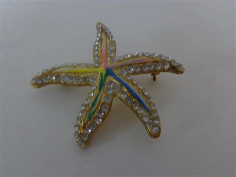 Vintage Starfish Brooch Starfish Rhinestone Brooch Starfish Etsy