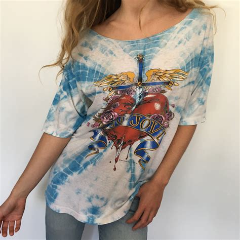 Vintage 90s Rare Bon Jovi Tie Dye Rock Tee Etsy