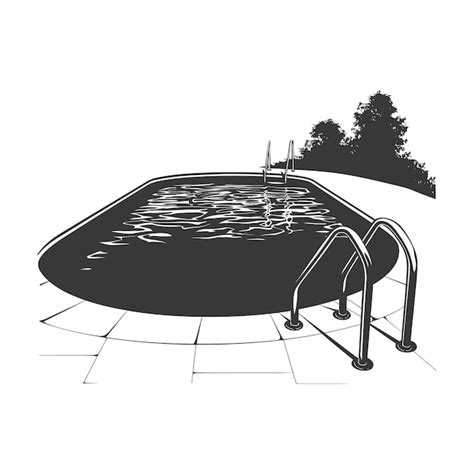 Silhouette Swimming Pool Black Color Only Premium Ai Generated Vector