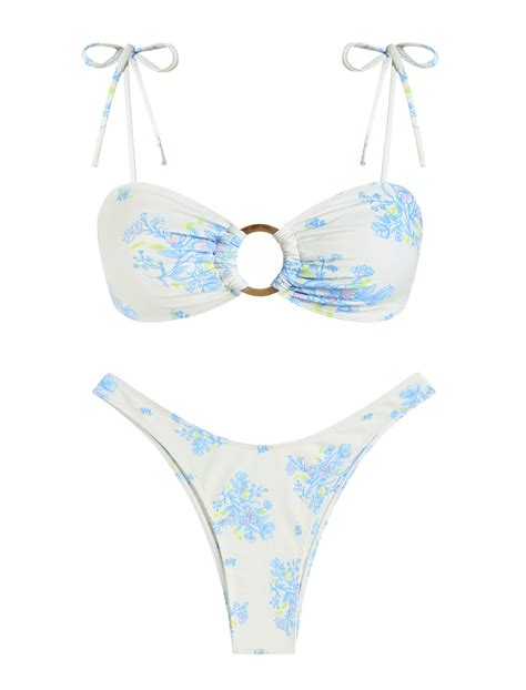 Conjunto De Bikini Zaful Sexy Tie Con Correa Fina Y Anillas En O Texturizadas Venta