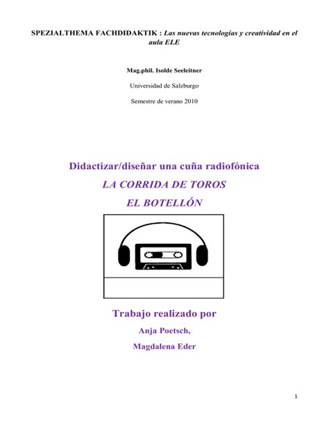 Didactizar diseñar una cuña radiofónica LA CORRIDA DE TOROS