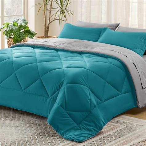 Amazon Bedsure Teal Queen Comforter Set Pieces Reversible