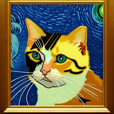 Van Gogh Graphic Cat Art Creative Fabrica