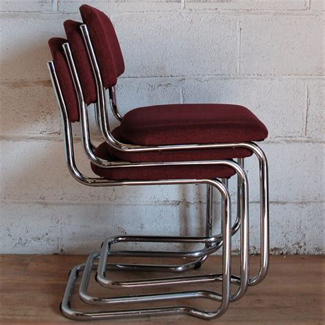 Set Of 10 Stacking Chair Burgundy Chrome 1124 Allard Office Furniture