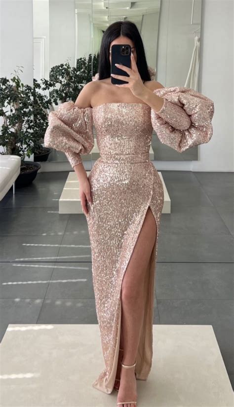 Lia Stublla Nude Puff Arms Sequin Gown Dresses 4 Hire