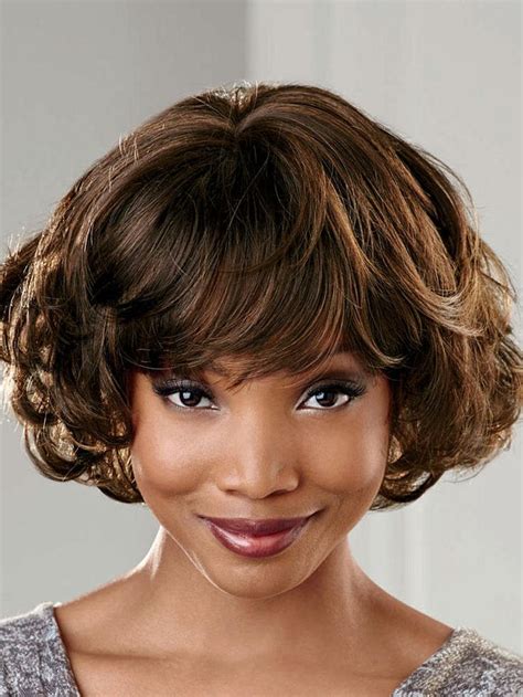 Comfortable Brown Wavy Short African American Wigs Short Wigs African American African