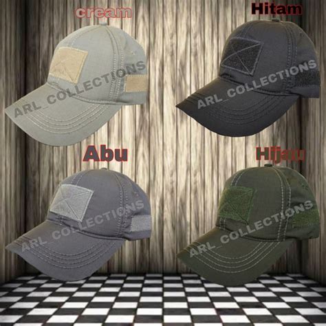 Jual Topi BDU ARMY VELCRO TACTICAL AIRSOFT OUTDOOR HITAM ABU CREAM