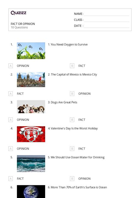 50 Fact Vs Opinion Worksheets On Quizizz Free And Printable
