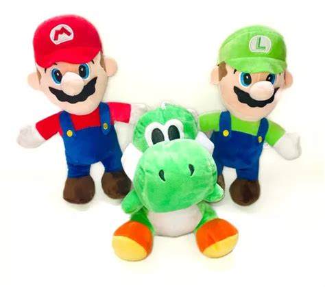 Kit Bonecos Grandes Pelúcia super Mario Luigi yoshi Coleção