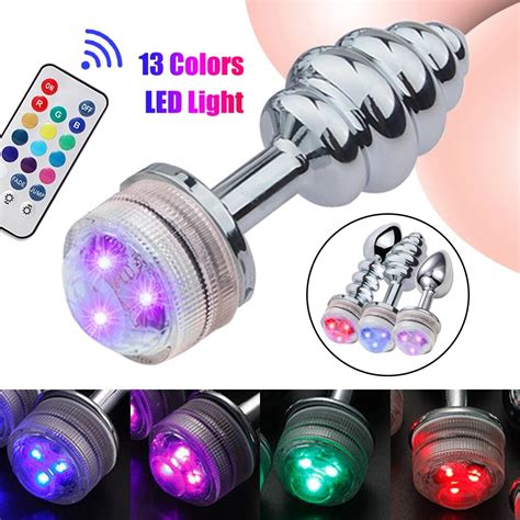 Anal Plug Led Bdsm Toys Wireless Remote Control Glow Thread Metal Butt