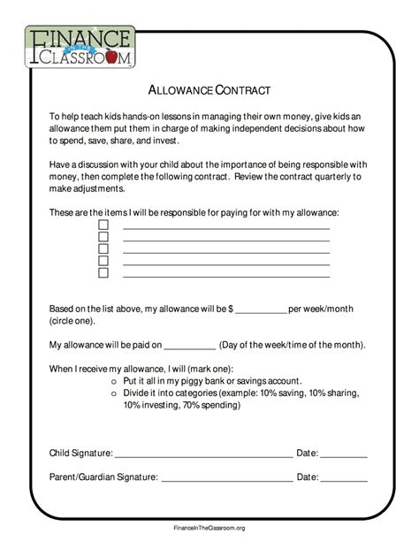 Allowance Contract Fill Out Sign Online Dochub