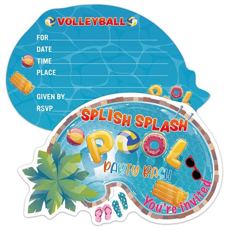 ERHACHAIJIA 15 PCS Splish Splash Pool Party Bash Shaped Fill In