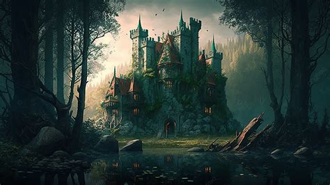 Forest Castle Dark Background Forest Old Castle Castle Background