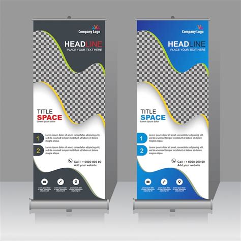 Moderno roll up banner plantilla de diseño Vector Premium