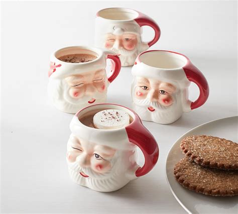 Santa Claus Shaped Handcrafted Ceramic Mugs Pottery Barn