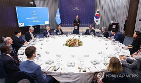 유엔총회 의장협의회 만찬에서 환영사 하는 박진 외교부 장관 연합뉴스