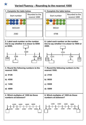 White Rose Maths Year 4 Place Value Rounding To The Nearest 1000 Varied Fluency