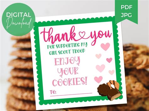 2024 Girl Scout Cookies Thank You Card Printable Lbb Abc Tag Cookie