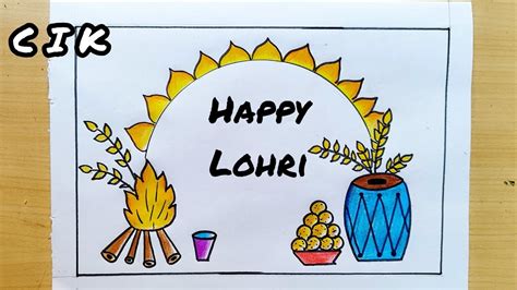 Lohri Drawing Easy Lohri Festival Drawing Happy Lohri Drawing How