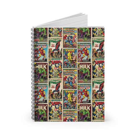 Marvel Comic Book Cover Collage Ruled Line Spiral Notebook - Etsy