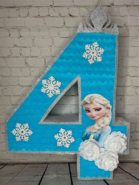 Piñata numero 4 Elsa de Frozen 4th birthday Party decorations Crafts